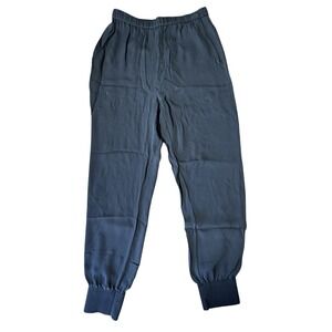 Theory Silk Blend Jogger Pants Black Elastic Waist Cropped Size P‎